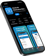 Phone displaying the Medisafe app in the appstore