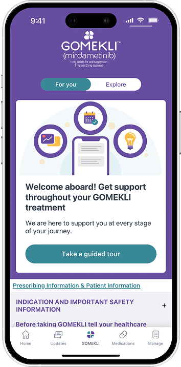 Graphic of a phone displaying the GOMEKLI Digital Companion app