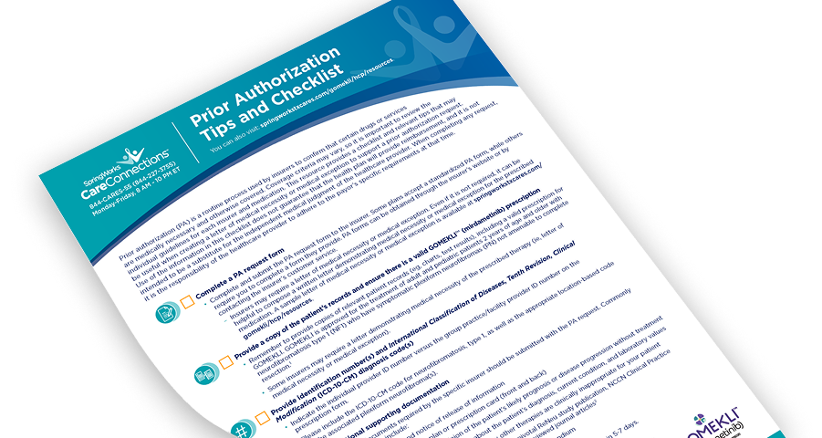 GOMEKLI prior authorization (PA) tips and checklist PDF