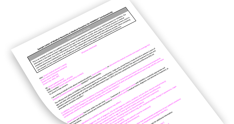 Sample letter of medical necessity or medical exception for GOMEKLI PDF