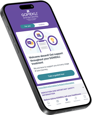 Graphic of a phone displaying the GOMEKLI Digital Companion app